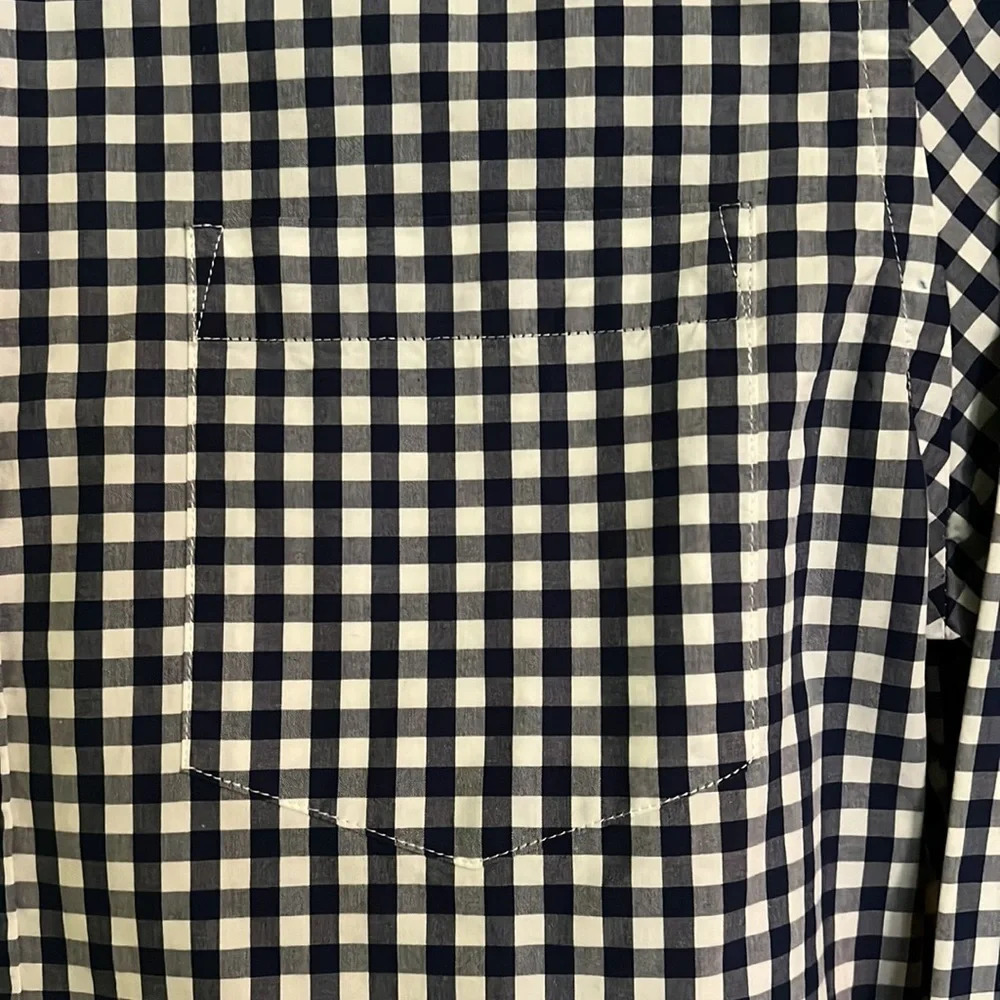 Mens Navy/White check button up shirt - Picture 3 of 4